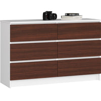 Komoda K120 6SZ, 120,4x77x40, biela/wenge -  - 0