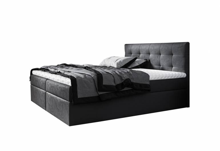 Čalúnená posteľ boxspring ROCCO + úložný priestor + topper